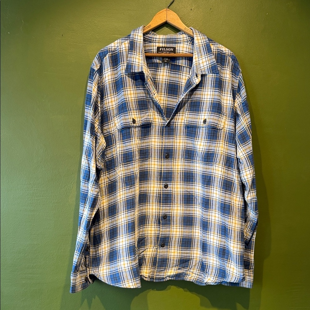 Filson Casual Blue and White Plaid Shirt